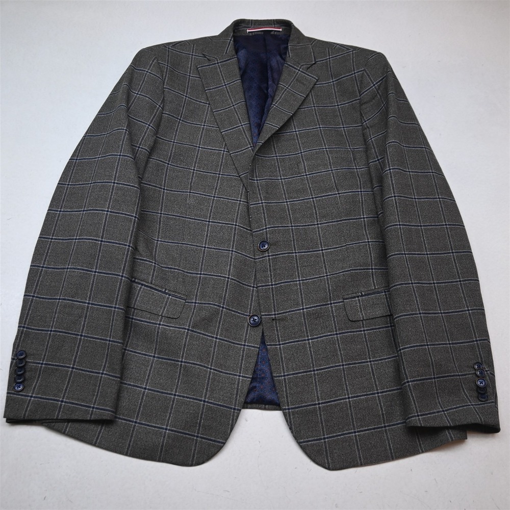 Soul of London 46R Brown Windowpane Mens Blazer Suit Jacket Sport Coat